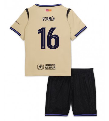 Barcelona Fermin Lopez #16 Udebanesæt Børn 2025-26 Kort ærmer (+ korte bukser)